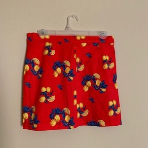 NWT Forever 21 red lemon print mini skirt